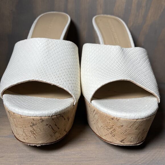 Veronica Beard Dali Python-Embossed Heels Cork Platform Wedge Mules Womens 10 - Picture 3 of 12